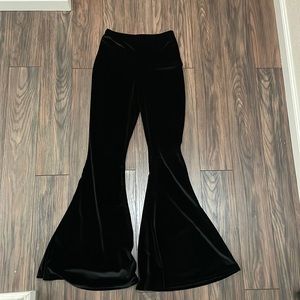 Velvet black flare leggings